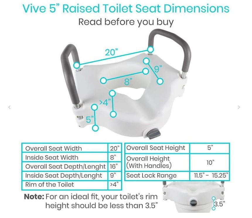 Picture of 5 Raised Toilet Seat, Contoured, Padded Handles